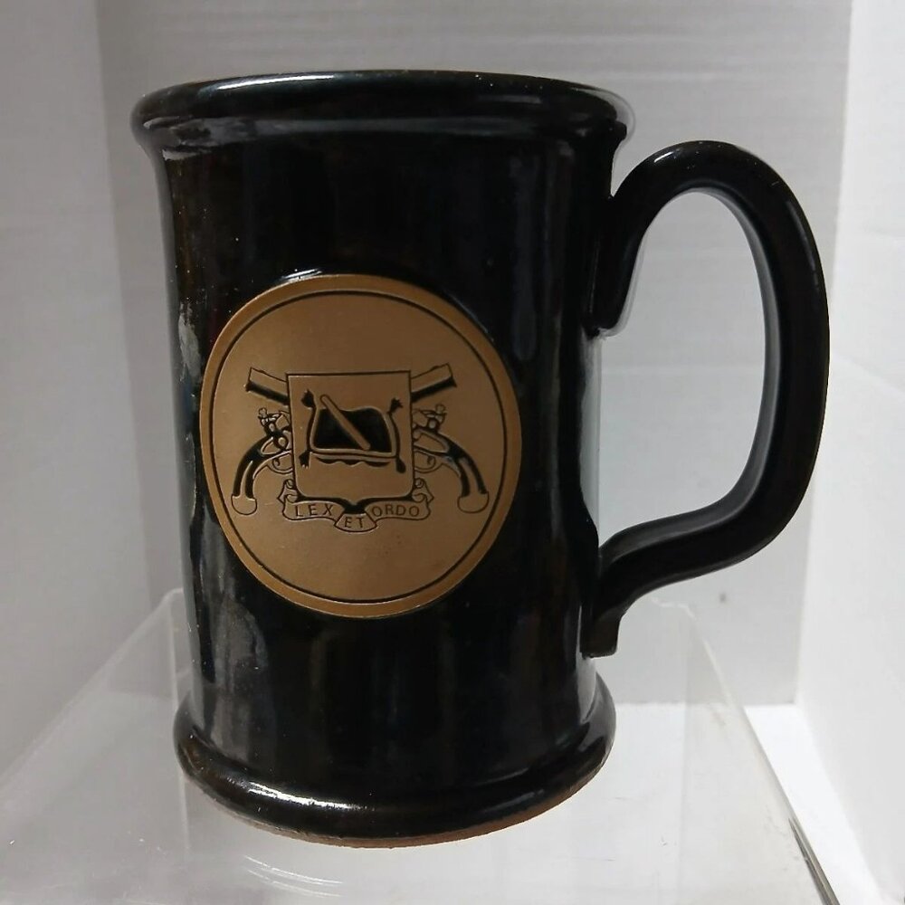 Army 16th Military Police Brigade Black Pottery Mug Stein RARE Handcrafted USA